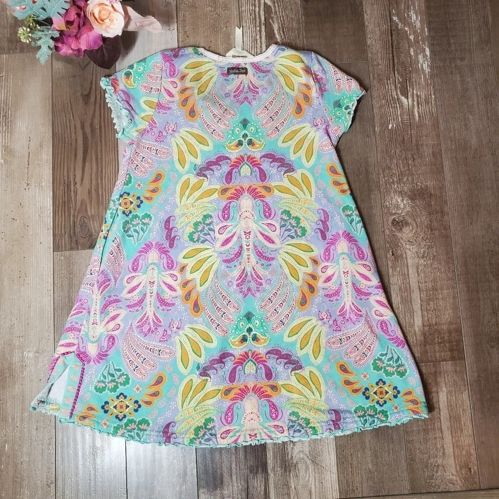 Matilda Jane Treasure Trove Aqua Fuchsia Paisley Floral Swim Cover Up Size 14
